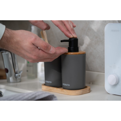Набор для ванной комнаты Ardesto Minimalism 3 предмета Темно-серый 360 мл (ARHB3110GB) Винница - изображение 6