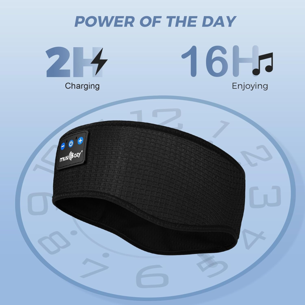 Bluetooth-наушники для сна MUSICOZY с повязкой, тонкие динамики, микрофон, до 16 часов, черные Киев - изображение 12