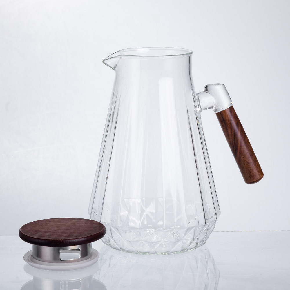 Yiwu Глечик для напоїв 1.7 (л) для компоту, мохіто, лимонаду, сангрії скляний глечик із ручкою Коломия - фото 4