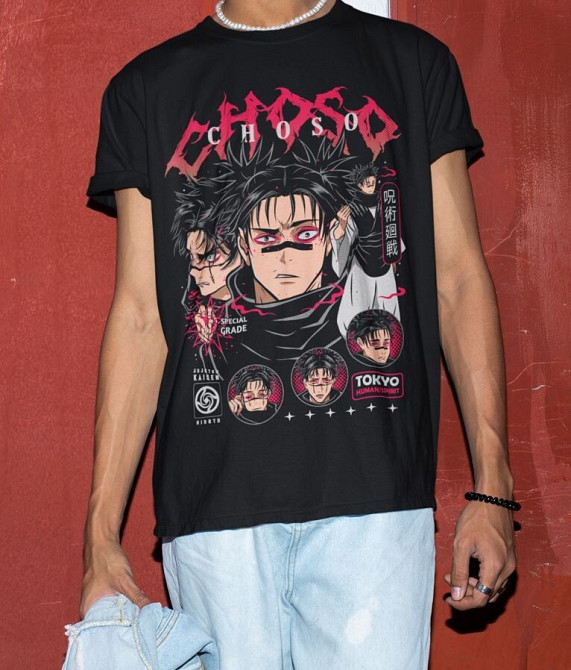 Футболка з аніме принтом Магічна битва оверсайз (S/M/L) Чорний AnimeJ0812 Дніпро - фото 2