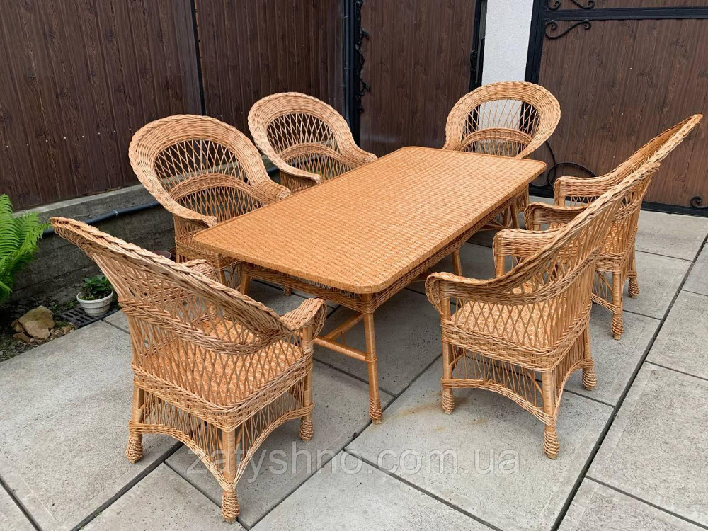 Комплект меблів із лози з великим столом Київ - фото 4