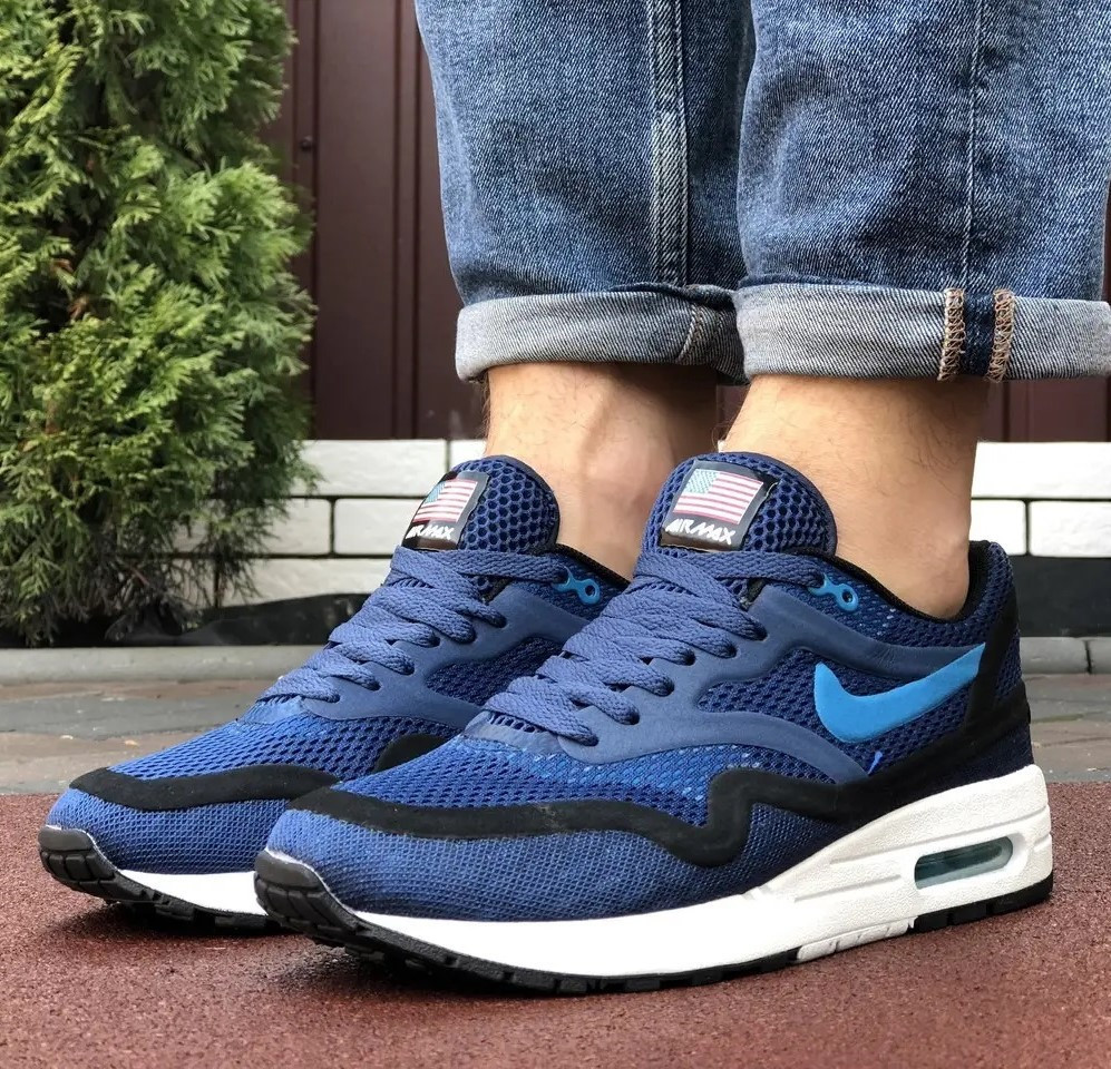 Чоловічі Кросівки Nike Air Max 90 Сині Найк Ткани (розміри: 41,42,43,44,45) Відео Огляд Дніпро - фото 4