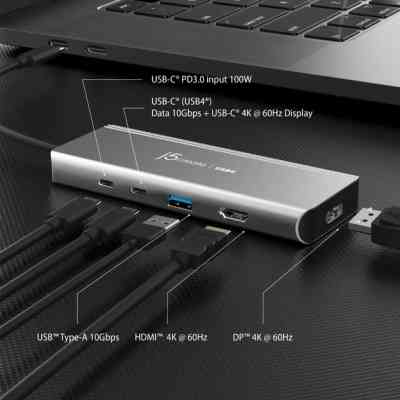 Концентратор J5create USB-C 7-in-1 USB 3.2 + USB-C PD + HDMI 4K + DisplayPort + SD/TF gray (JCD401-N) Винница