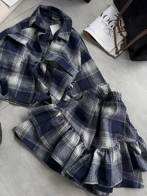 Женский костюм двойка: рубашка и юбка в клетку фланель Одесса - изображение 4