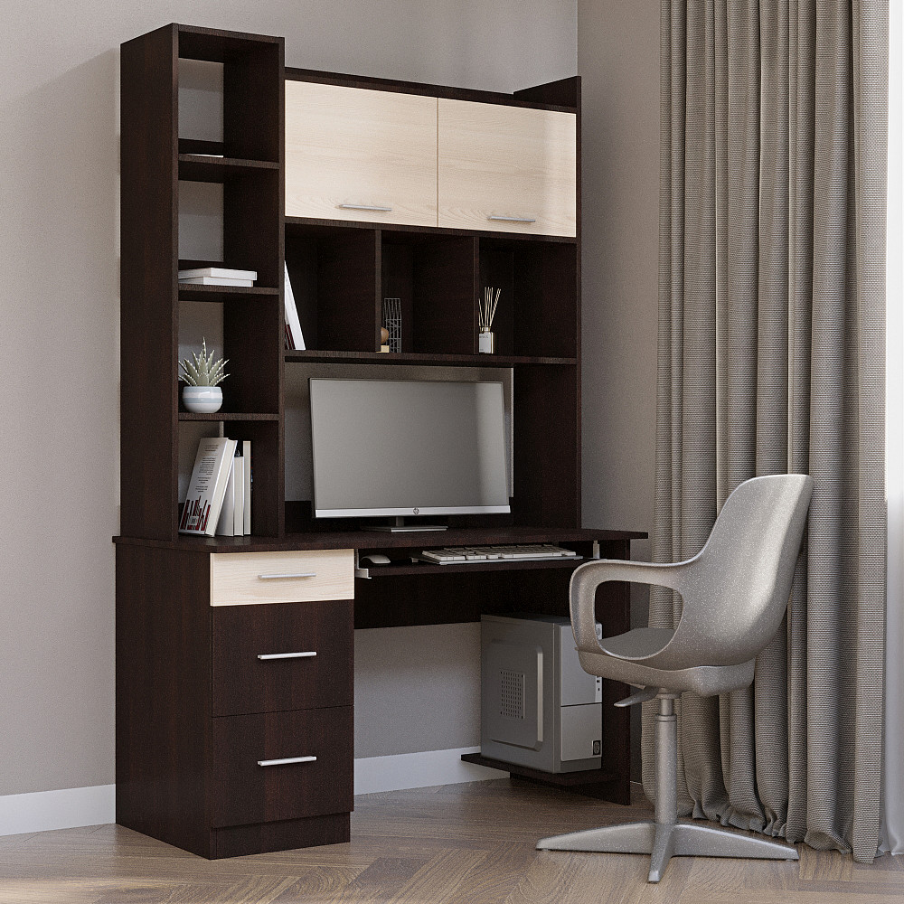 Комп'ютерний стіл з полицями Еверест Школяр-6 венге + дуб молочний (DTM-2149) Львів - фото 2