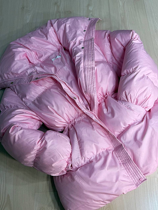 Куртка женская Haiziyuan 8055 глянцевая пуфер удлиненная с утяжкой на талии розовая, розовый, L Киев - изображение 11