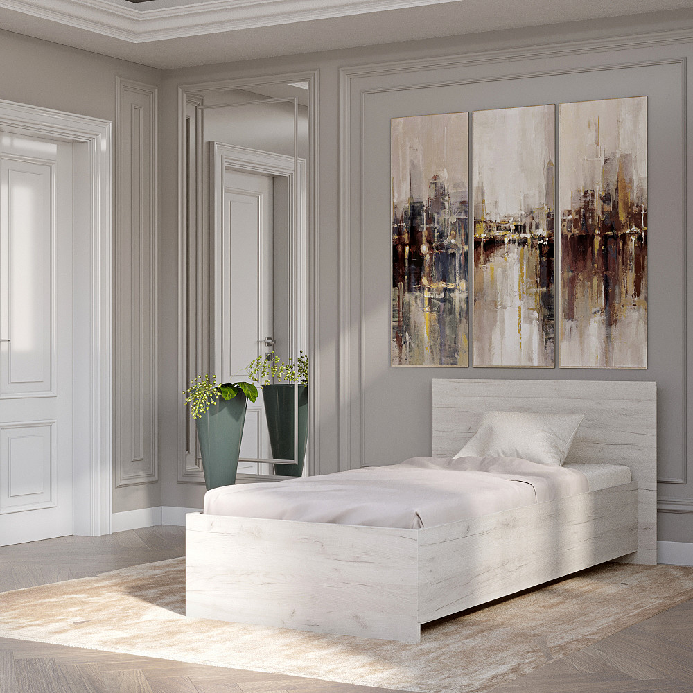 Односпальне ліжко Еверест Соната-900 90х200 см дуб крафт білий (DTM-2675) Львів - фото 1