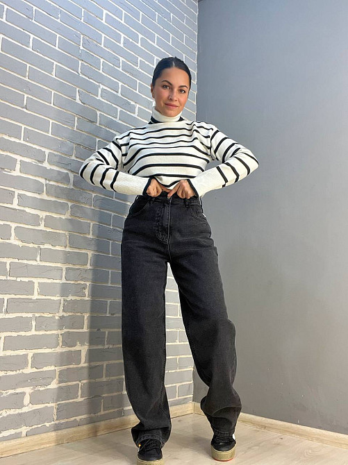 Джинсы женские Jeandia 71-4133 skater утепленные на байке широкие бананы черные, черный, 38, 38, 82 см, 112 см Киев - изображение 15