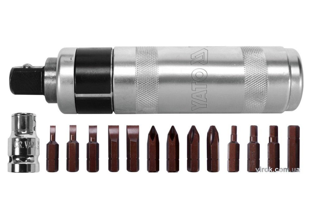 Отвертка реверсивная ударная YATO: L=160 мм, с магнитными насадками, комплект 15 Од. [мет. Кейс] [16] Одесса - изображение 1