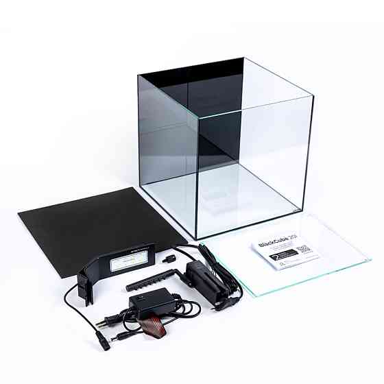 Аквариумный набор BlackCube 20 литров, с черной задней стенкой, 27х27х27 см, стекло 4 мм. Киев