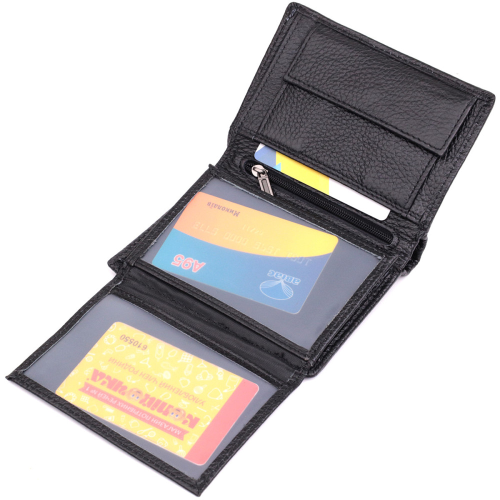 Вертикальний чоловічий шкіряний гаманець у два складання Vintage sale_15091 Чорний Київ - фото 7