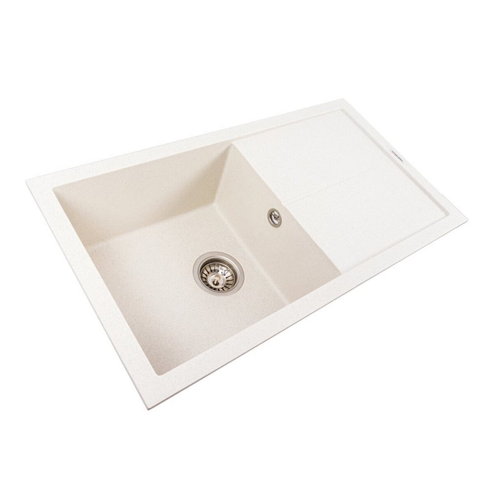 Гранітна мийка для кухні VALESO SOLID 7843 матова Біла в крапку Коломия - фото 2