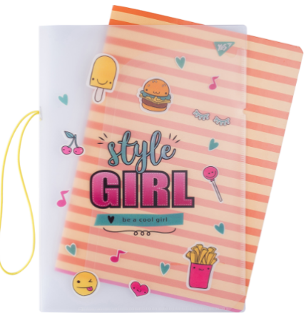 Зошит А4/48 кл. в пластиковій папці з малюнком "STYLE GIRL ORANGE" YES, шт Київ