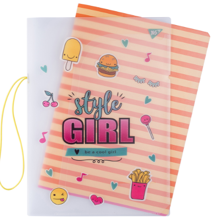 Зошит А4/48 кл. в пластиковій папці з малюнком "STYLE GIRL ORANGE" YES, шт Київ - фото 1