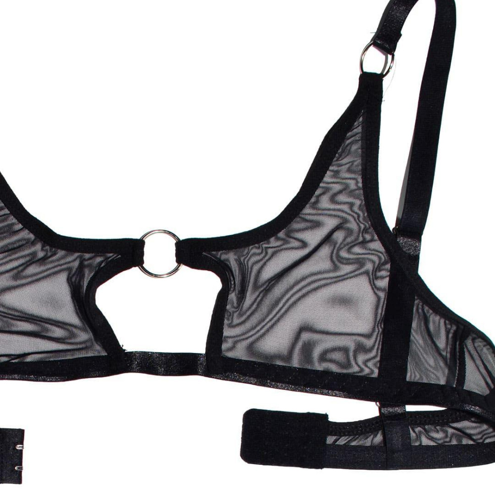 Комплект білизни еротичний (бюстгальтер та трусики) прозорий без візерунків S-M-L Чорний Вінниця - фото 9