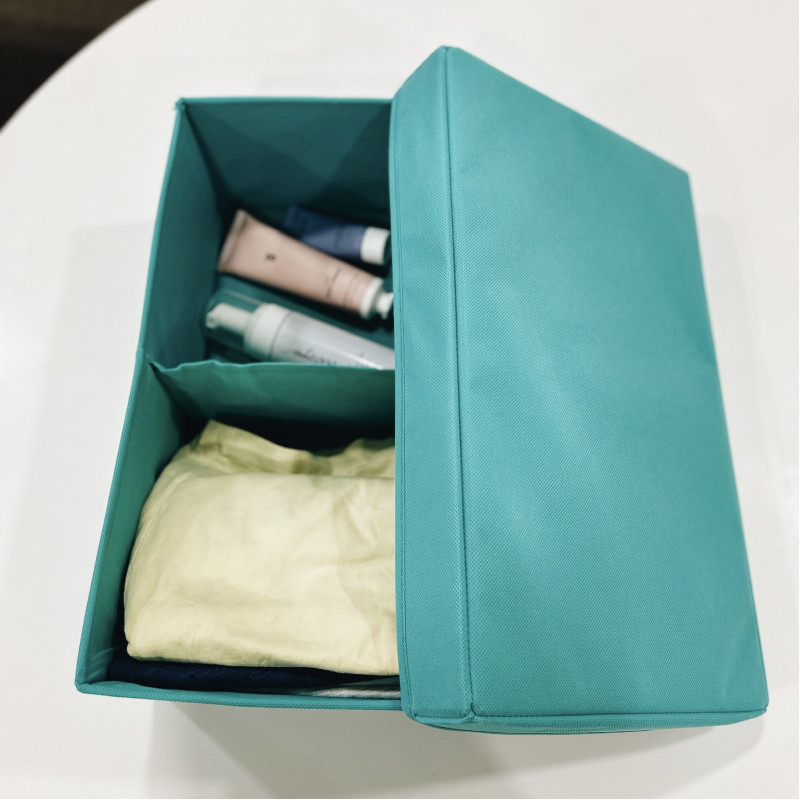 Ящик для хранения на два отделения с крышкой 40x25x16 см HY-2V-kr (Лазурный) Сумы - изображение 3