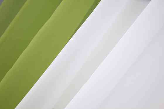 Кухонные шторы VR-Textil № 017к комбинированные с подвязками оливковый с белым 265х170 см (50-018) Киев