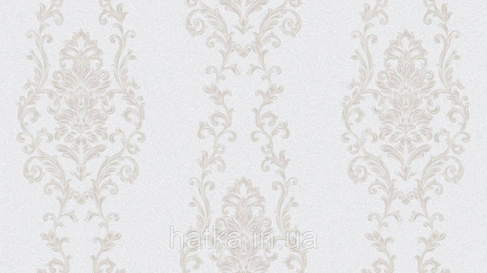Шпалери метрові вінілові на флізеліні Sintra Classic класика вензелю візерунки структурні бежевий перламутр на білому 454701 Київ - фото 3