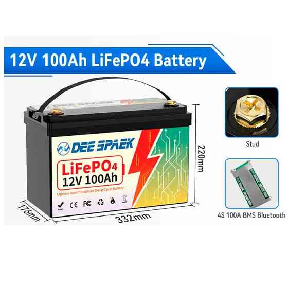 Літій-залізо-фосфатний акумулятор DEE SPAEK LiFePO4 12V 100Ah Bluetooth (1280Wh) (BMS 100A) Київ