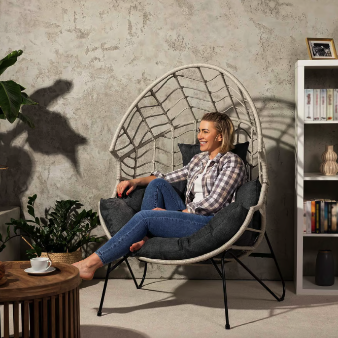 Крісло-кокон ротангове Di Volio Alcamo для відпочинку сірий Киев - изображение 8