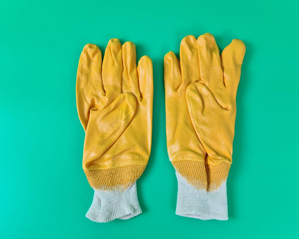 Господарські рукавички Залита Нітрил жовтий No10 "Intertool" (12 пар) Харків - фото 2