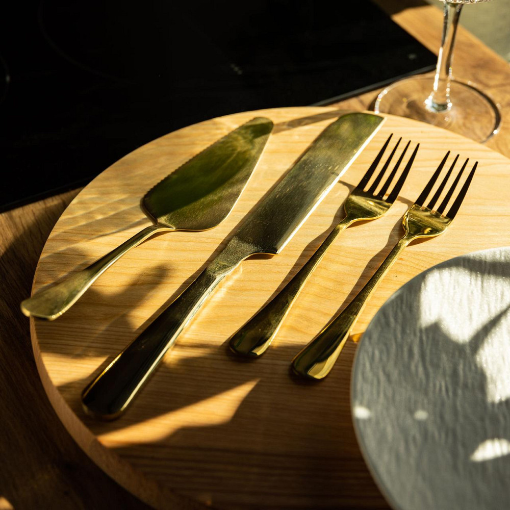 Набір приладів для подачі торта 4 предмети з нержавіючої сталі Золотистий HP-20-53 Коломия - фото 5