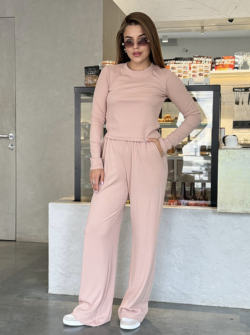 Жіночий костюм штани з широкими штанами Бежевий XS/S Харків - фото 10