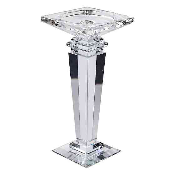Підсвічник скляний на високій ніжці 9.5×9.5×22.5 см декоративний прозорий HP-4-53M Київ