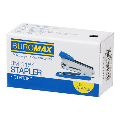 Степлер Buromax металевий МІНІ, 12 аркушів, (скоби №10), 61 х 34 х 25 мм, синій (BM.4151-02) Вінниця - фото 5