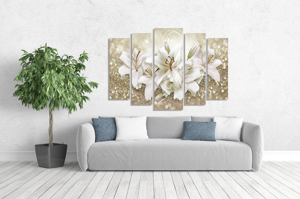 Модульна картина у вітальню/спальню Лілії в золоті    LM013_5 115x170 см Київ - фото 3
