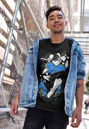 Футболка аниме Кхун Ли Стреет Фигхтер оверсайз (S/M/L) Черний AnimeJ0957 Днепр