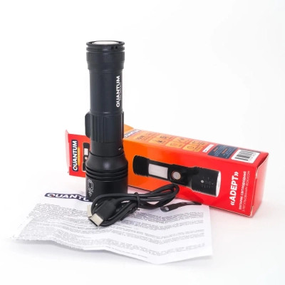 Фонарь Quantum Adept 10W LED zoom +COB з USB+ Li-ion18650/2600mAh (QM-FL1031-18650/2600) Винница - изображение 9