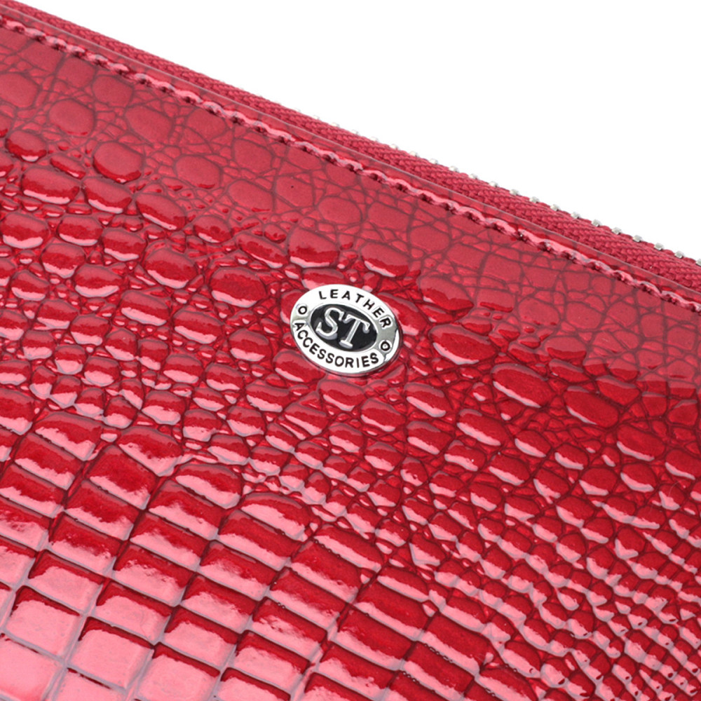 Жіночий лакований шкіряний гаманець на блискавці, червоний (ST Leather) Київ - фото 15