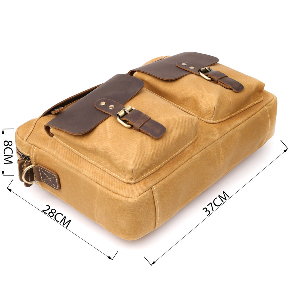 Стильний портфель з якісного текстилю зі шкіряними вставками Світло-коричневий (Vintage) Київ - фото 6