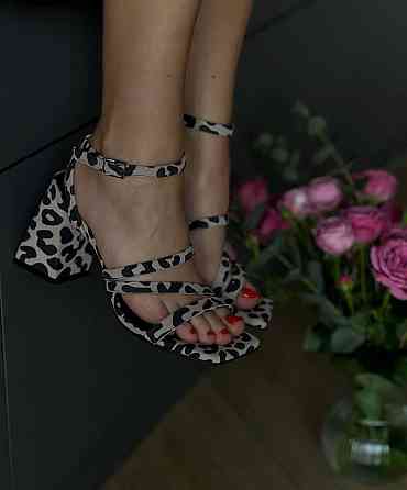 SANTINI Босоніжки жіночі леопардові SANTINI 807381-24 літні / Шкіряні босоніжки на підборах Коломыя