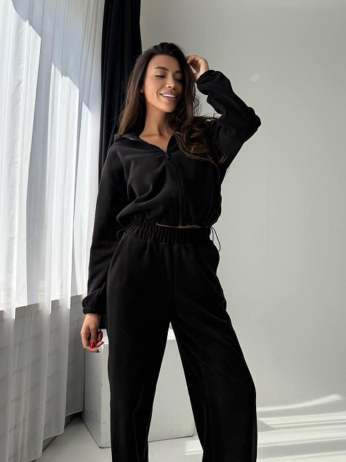 Жіночий повсякденний теплий плюшевий костюм турецький двосторонній фліс Одеса - фото 1