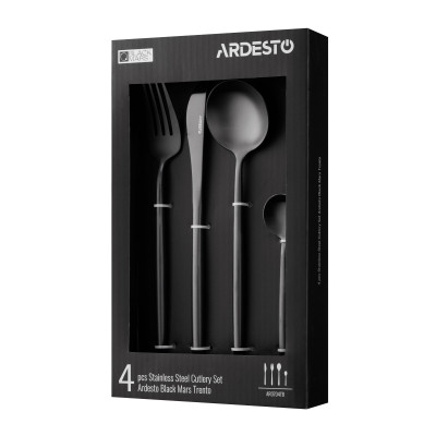 Набор столовых приборов Ardesto Black Mars Trento, 4 прибори, нержавіюча сталь, чорний (AR0704TB) Винница - изображение 6