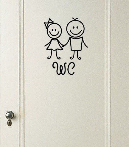 Наклейка на двері туалету 18 на 15 см чорний Київ - фото 2