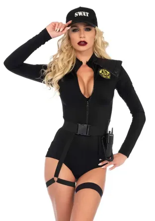 Костюм еротичних спецсил Leg Avenue SWAT Team Babe M, боді, пояс, підв’язки, іграшкова рація, кепка Львів