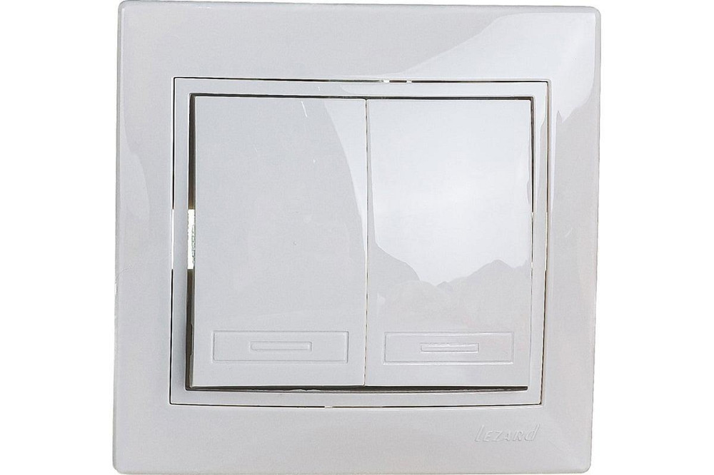 MIRA Вимикач подвійний білий з білою вставкою Lezard Харків - фото 1
