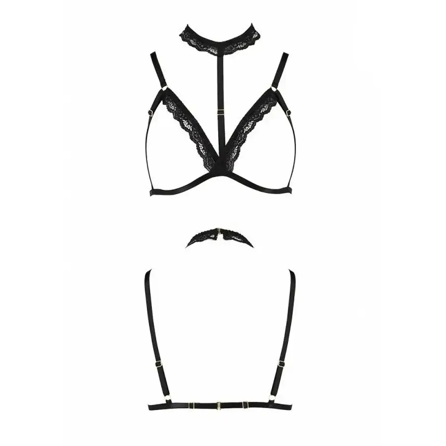 Бюстгальтер-стрепи з чокером Passion Exclusive SHELLY BRA L/XL, black Львов - изображение 5
