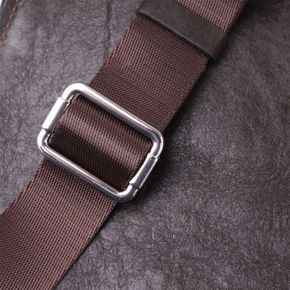 Чоловіча прямокутна сумка бананка з гладкої натуральної шкіри GRANDE PELLE 22880 Коричневий Київ - фото 7