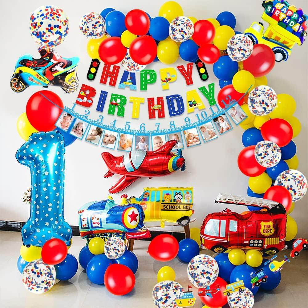 Набір декору 1st Birthday синьо-зелено автотема iZoeL кульки банер фольга торт топпери для хлопчика Київ - фото 6