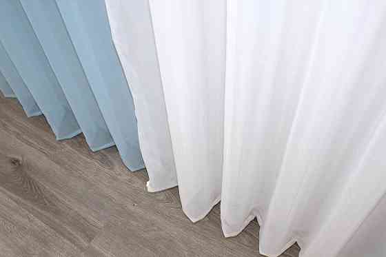 Комплект з шифону, декоративна гардина світло-блакитний з білим 002дк (н130-н101) Київ