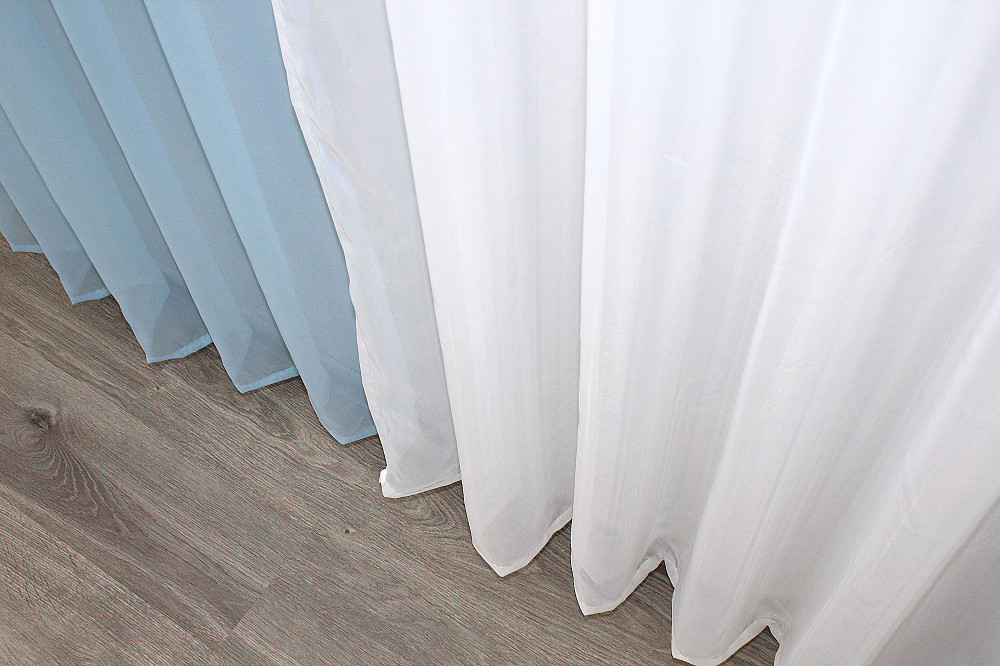 Комплект з шифону, декоративна гардина світло-блакитний з білим 002дк (н130-н101) Київ - фото 5