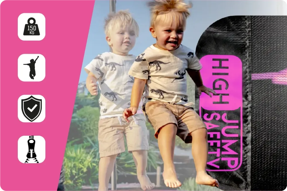 Батут THUNDER INSIDE ULTRA с внутренней сеткой 8 футов 244 см черно-розовый Киев - изображение 7