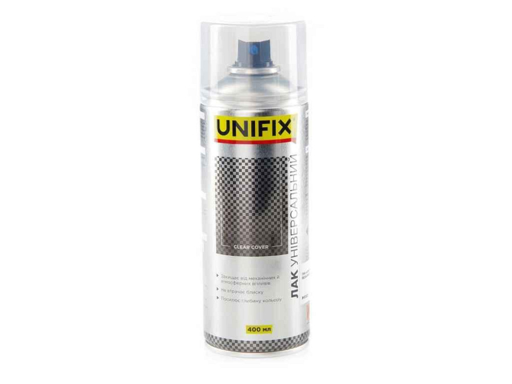 Лак аэрозольный 400мл прозрачный акриловый глянец универсальный ТМ UNIFIX Киев - изображение 1