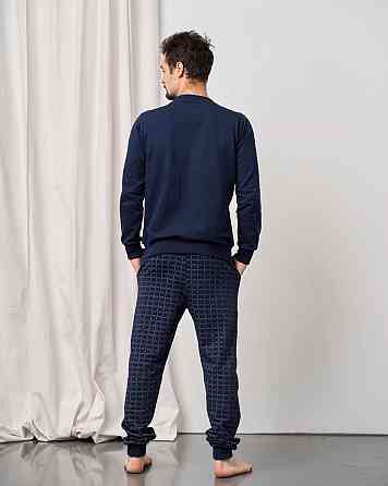 Мужской теплый домашний костюм со штанами в клетку - Байка Tom John 93378 L Киев