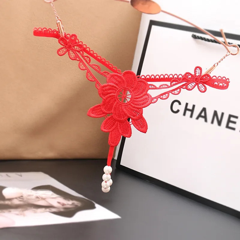 Трусики з бусинками червоні - розмір універсальний, резинка тягнеться до 80см Київ - фото 1