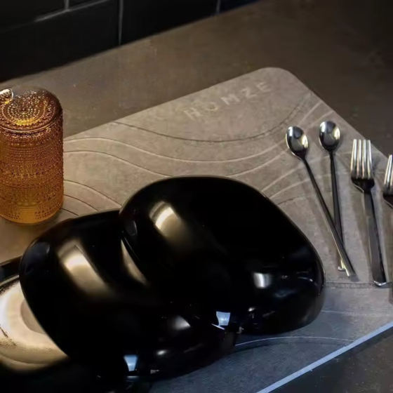 Коврик из диатомита для душа и ванной комнаты,кухни, прихожей, каменный,универсальный тёмно-серый цвет Каменец-Подольский